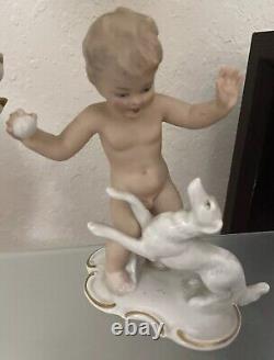 Vtg Amazing three pieces, Putto Porcelain Figurines Wallendorf Germany