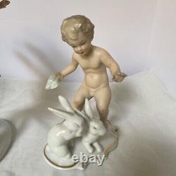 Vtg Amazing three pieces, Putto Porcelain Figurines Wallendorf Germany