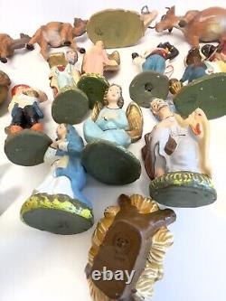 Vtg/Atq Nativity Christmas Figurines Italy Japan Germany Footed/Composition 29pc