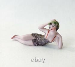 Vtg Bathing Beauty Lady Woman Doll Figurine Porcelain Bisque Art Deco Germany