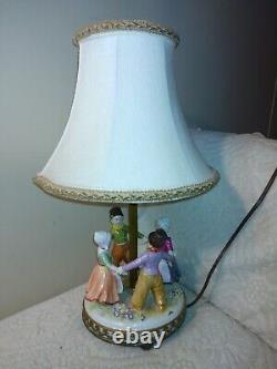 Vtg Dresden Ring Around Rosie Porcelain Figurine Lamp 4 Kids A/O Ormalu Decor