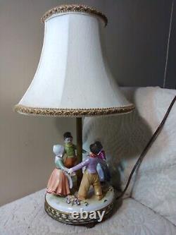 Vtg Dresden Ring Around Rosie Porcelain Figurine Lamp 4 Kids A/O Ormalu Decor