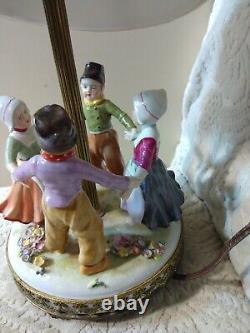 Vtg Dresden Ring Around Rosie Porcelain Figurine Lamp 4 Kids A/O Ormalu Decor