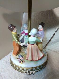 Vtg Dresden Ring Around Rosie Porcelain Figurine Lamp 4 Kids A/O Ormalu Decor