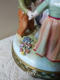 Vtg Dresden Ring Around Rosie Porcelain Figurine Lamp 4 Kids A/O Ormalu Decor