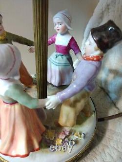 Vtg Dresden Ring Around Rosie Porcelain Figurine Lamp 4 Kids A/O Ormalu Decor