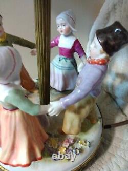 Vtg Dresden Ring Around Rosie Porcelain Figurine Lamp 4 Kids A/O Ormalu Decor