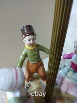 Vtg Dresden Ring Around Rosie Porcelain Figurine Lamp 4 Kids A/O Ormalu Decor