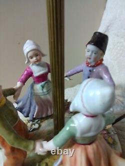 Vtg Dresden Ring Around Rosie Porcelain Figurine Lamp 4 Kids A/O Ormalu Decor