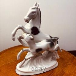 Vtg Fasold Stauch Wallendorf Horse Porcelain Figurine Germany Mare Foal Rare