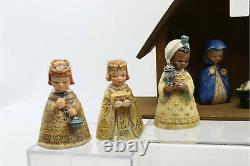 Vtg GOEBEL Janet Robson Midcentury 1959-61,9 Piece Nativity Set+Wood MangerRare