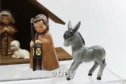 Vtg GOEBEL Janet Robson Midcentury 1959-61,9 Piece Nativity Set+Wood MangerRare