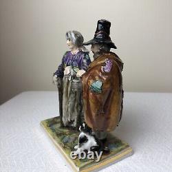 Vtg German Dresden Oldest Volkstedt Porcelain Beggar Peasant Man Woman & Dog Cat