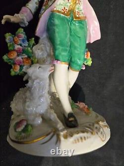 Vtg German Porcelain Figurine Couple w Sheep Perfect Fingers 9