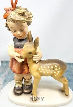 Vtg Goebel M. I. Hummel Girl Deer Friends Figurine 136/v Tmk6 11 Rare Signed