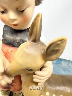 Vtg Goebel M. I. Hummel Girl Deer Friends Figurine 136/v Tmk6 11 Rare Signed