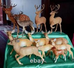 Vtg Herd Of Deer Breyer Germany Hong Kong Hard Plastic Flocked Figures