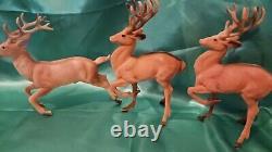 Vtg Herd Of Deer Breyer Germany Hong Kong Hard Plastic Flocked Figures