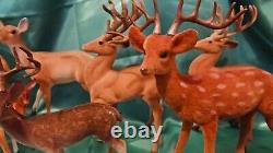 Vtg Herd Of Deer Breyer Germany Hong Kong Hard Plastic Flocked Figures