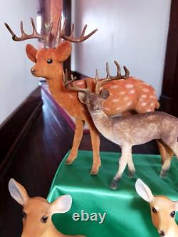 Vtg Herd Of Deer Breyer Germany Hong Kong Hard Plastic Flocked Figures