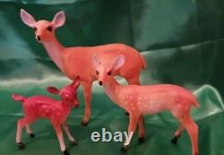 Vtg Herd Of Deer Breyer Germany Hong Kong Hard Plastic Flocked Figures