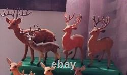 Vtg Herd Of Deer Breyer Germany Hong Kong Hard Plastic Flocked Figures