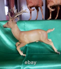 Vtg Herd Of Deer Breyer Germany Hong Kong Hard Plastic Flocked Figures