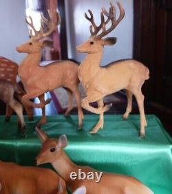 Vtg Herd Of Deer Breyer Germany Hong Kong Hard Plastic Flocked Figures