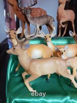 Vtg Herd Of Deer Breyer Germany Hong Kong Hard Plastic Flocked Figures