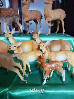 Vtg Herd Of Deer Breyer Germany Hong Kong Hard Plastic Flocked Figures