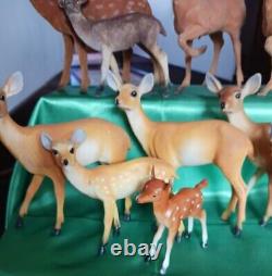 Vtg Herd Of Deer Breyer Germany Hong Kong Hard Plastic Flocked Figures