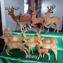 Vtg Herd Of Deer Breyer Germany Hong Kong Hard Plastic Flocked Figures