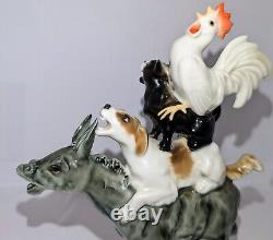 Vtg Hutschenreuther Porcelain Figurine Germany Bremen Town Musicians 1950s A+