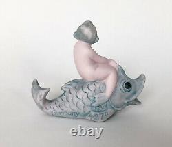 Vtg Mermaid Pixie Figurine Aquarium Decor Bisque Porcelain Antique Germany