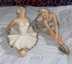 Vtg Wallendorf Shaubach Kunst Porcelain Ballerina Figures Swan Lake Set Of 2