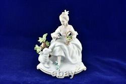 WALLENDORF Porcelain Figurine Lady withLamb Germany Vintage Excellent Rare