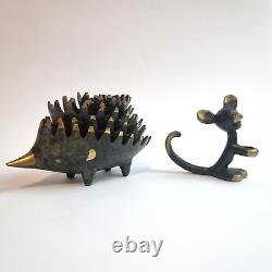 WALTER BOSSE Bronze Mouse Pen Holder Hedgehog Ashtray Vintage Germany