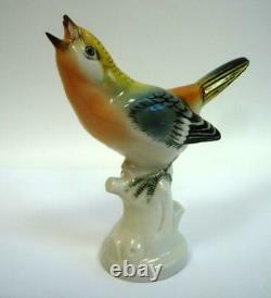 Wagtail Yellow Bird Figurine Porcelain Vintage Hand Painted By Volkstedt as Gift