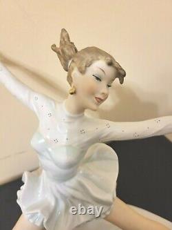Wallendorf Ice Skater Figurine Vintage 9 Inches Tall