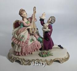 Wessel Frankenthal Germany Antique Porcelain Victorian Courting Couple Mandolin