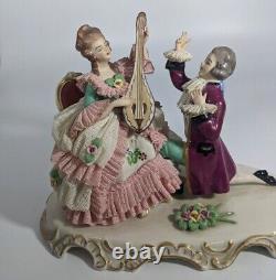 Wessel Frankenthal Germany Antique Porcelain Victorian Courting Couple Mandolin