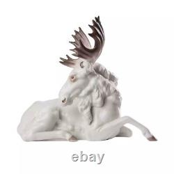 White Royal Elk Vintage Figurine Porcelain by Hutschenreuther Germany 1939-1965
