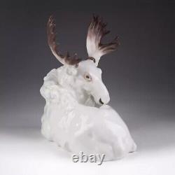 White Royal Elk Vintage Figurine Porcelain by Hutschenreuther Germany 1939-1965