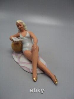 Woman Girl on the beach in a swimsuit German porcelain figurine Vintage 5140